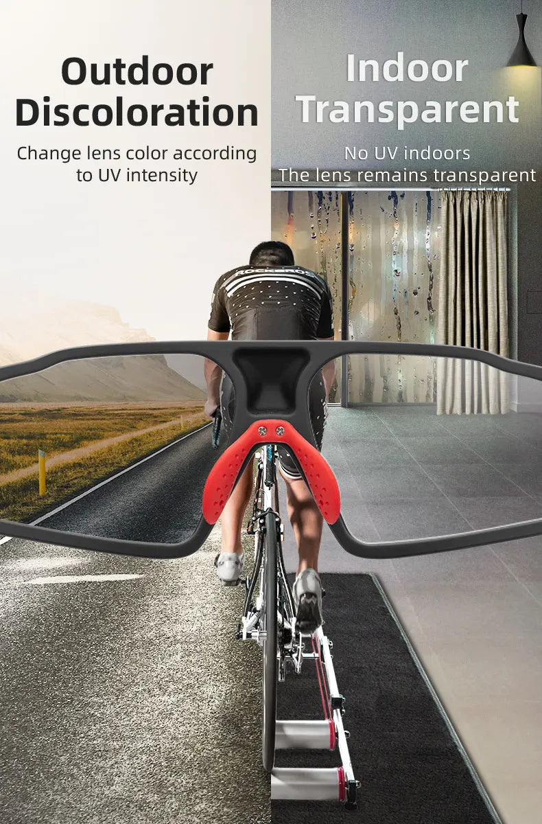 Óculos de ciclismo fotocrômicos ROCKBROS, Unissex para pedalar em estradas( Speed), Montain Bake ou no passeio com a proteção ao seus olhos.