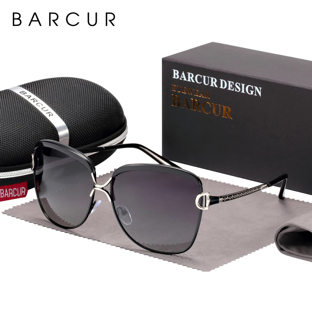 Óculos de sol femininos polarizados BARCUR, lentes degradê, redondos, quadrados, óculos Lunette De Soleil Femme.