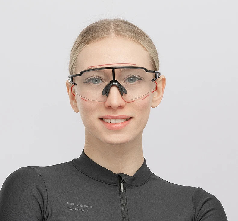 Óculos de ciclismo fotocrômicos ROCKBROS; Excelente para esportes ao ar livre, A armação do óculos não perde a coloração, óculos de ciclismo para estrada e velódromo.
