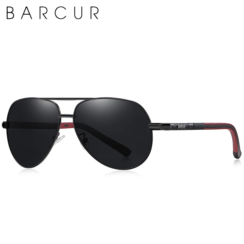 Óculos de sol vintage de alumínio BARCUR, revestimento polarizado, clássico, acessórios para dirigir.