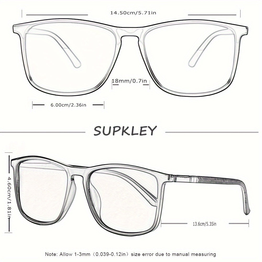 Óculos quadrado da marca SUPKLEY Unissex - leves, polarizados, proteção de alta qualidade, lentes TAC, armação de PC, pano antiembaçante incluído, estilo casual, escalada, pesca, lazer diário.