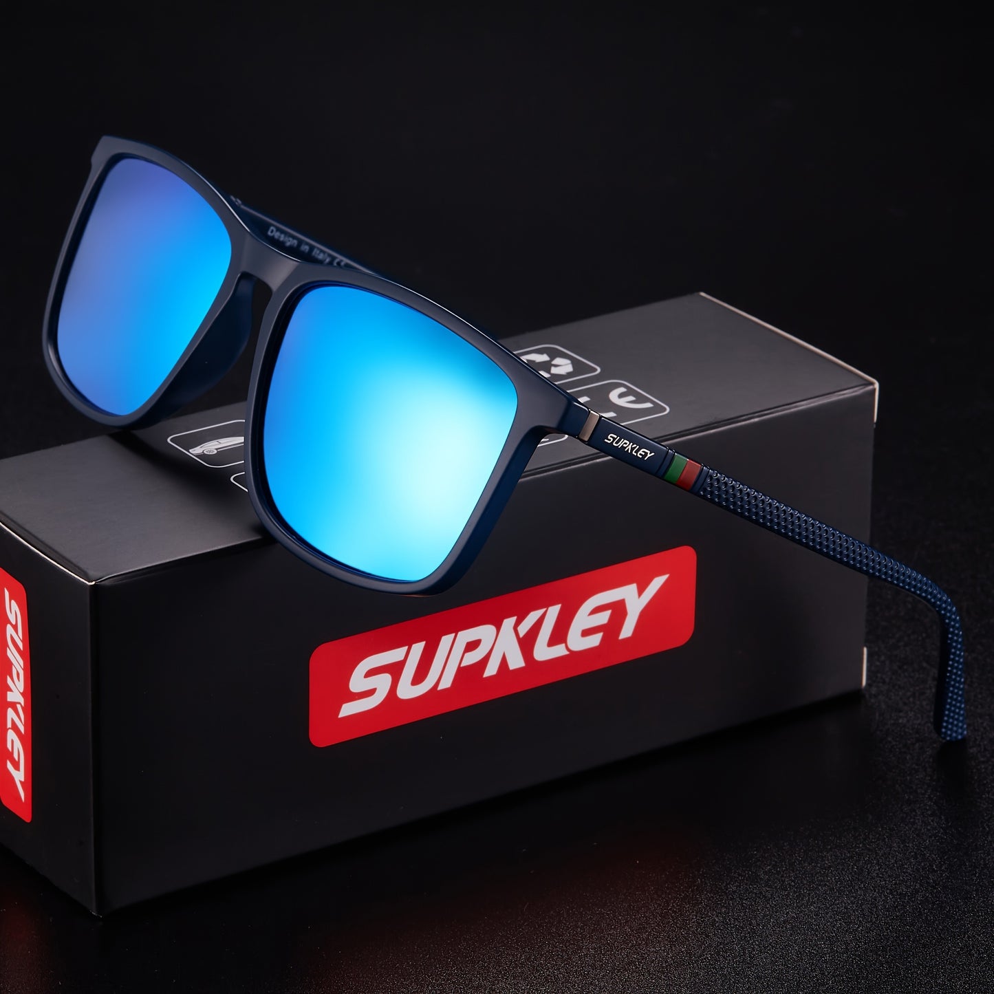 Óculos quadrado da marca SUPKLEY Unissex - leves, polarizados, proteção de alta qualidade, lentes TAC, armação de PC, pano antiembaçante incluído, estilo casual, escalada, pesca, lazer diário.